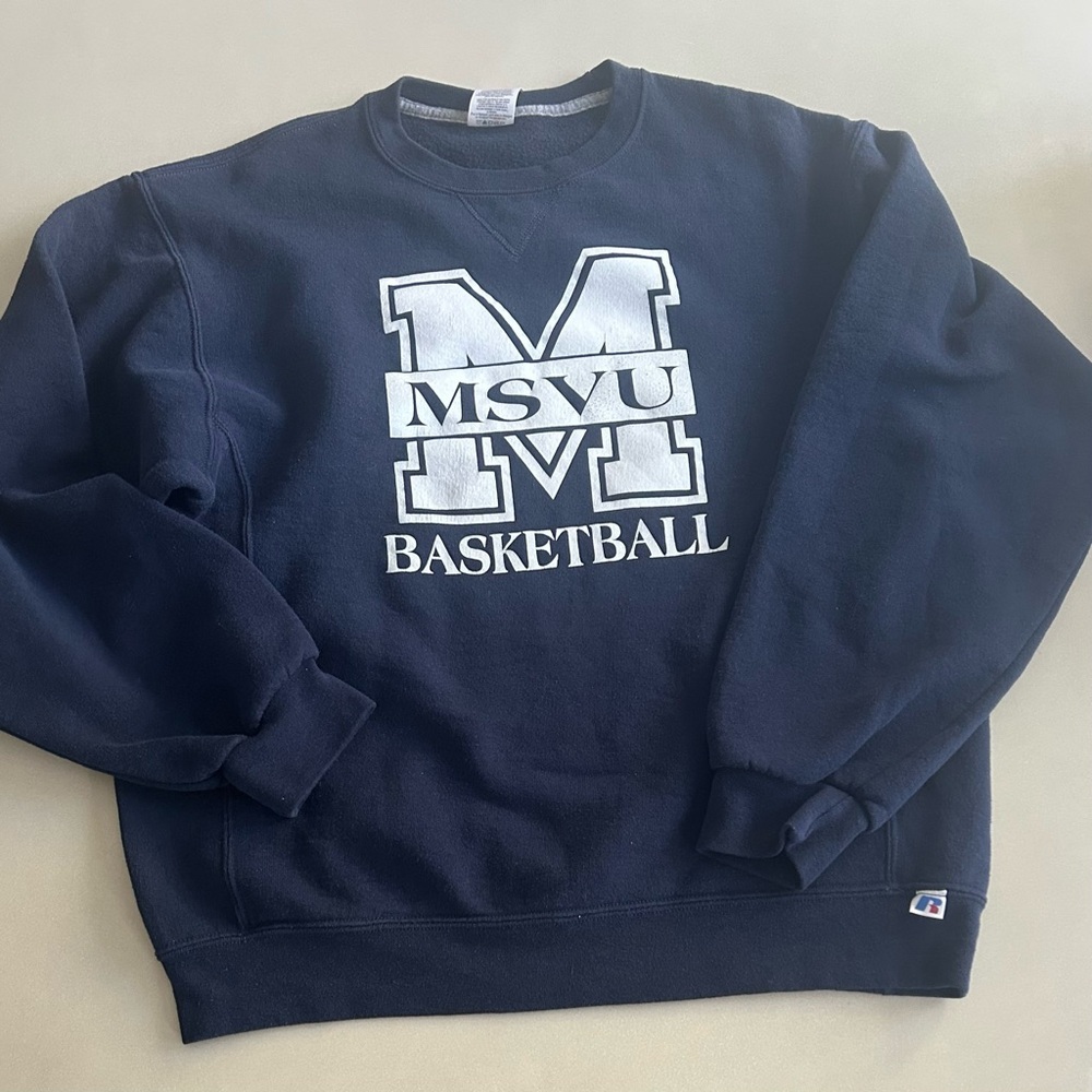 Russell Athletics Navy Blue MSVU Men's Crewneck Sweatshirt , Size M